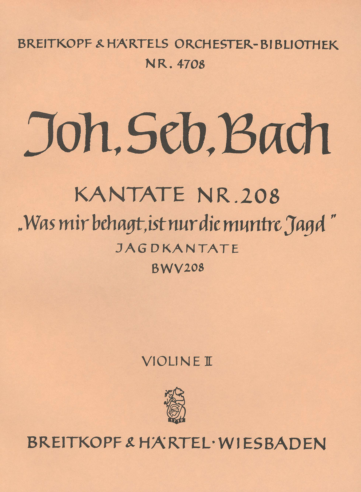 OB 4708-16 - Cantata BWV 208 “Was mir behagt, ist nur die muntre Jagd” - Cover