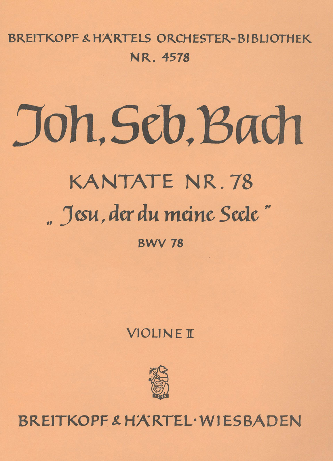 OB 4578-16 - Cantata BWV 78 “Jesus, my beloved Saviour” - Cover