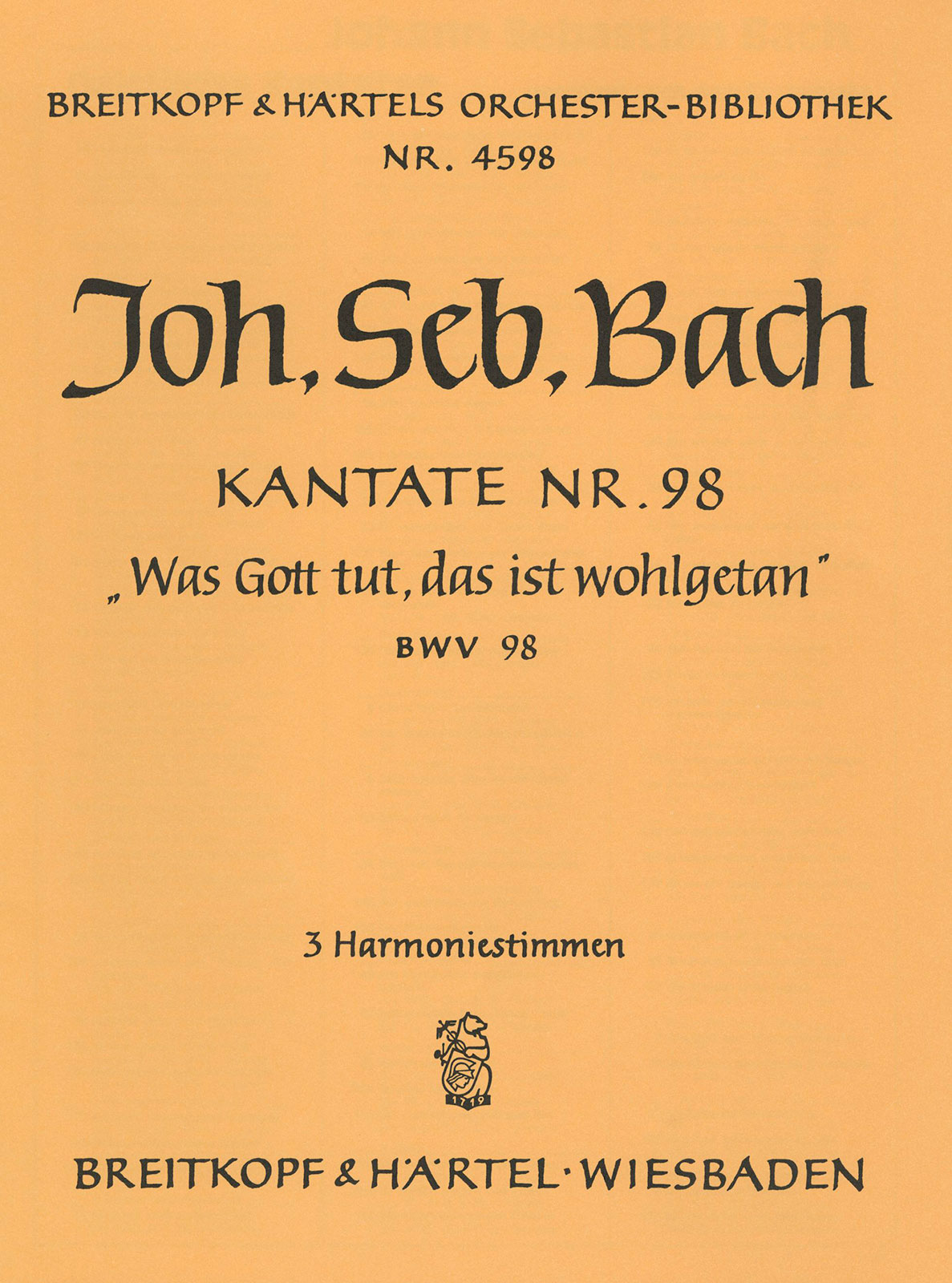 OB 4598-30 - Cantata BWV 98 “Was Gott tut, das ist wohlgetan” - Cover