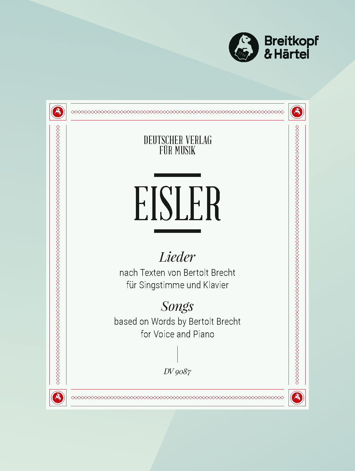 Hanns Eisler - Songs based on Words by Bertolt Brecht - Cover