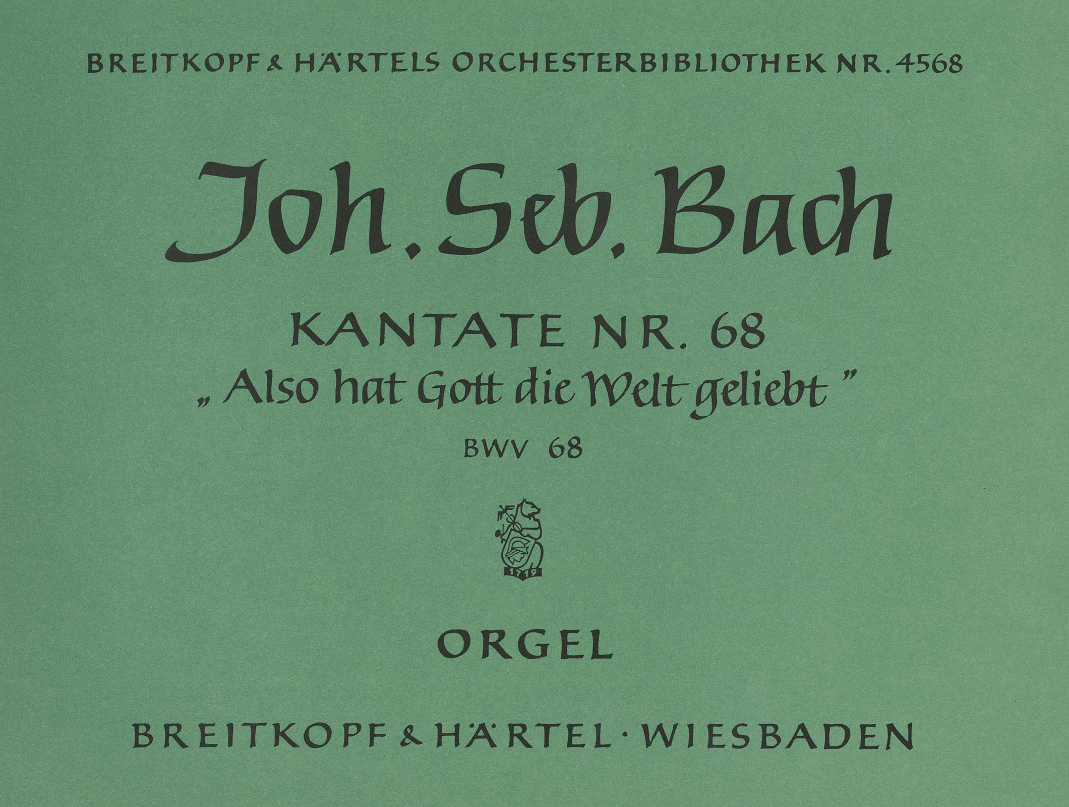 OB 4568-11 - Cantata BWV 68 “For God his wondrous love to show” - Cover