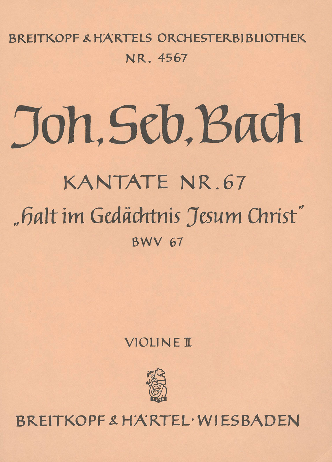 OB 4567-16 - Cantata BWV 67 “Hold in remembrance Jesus Christ” - Cover