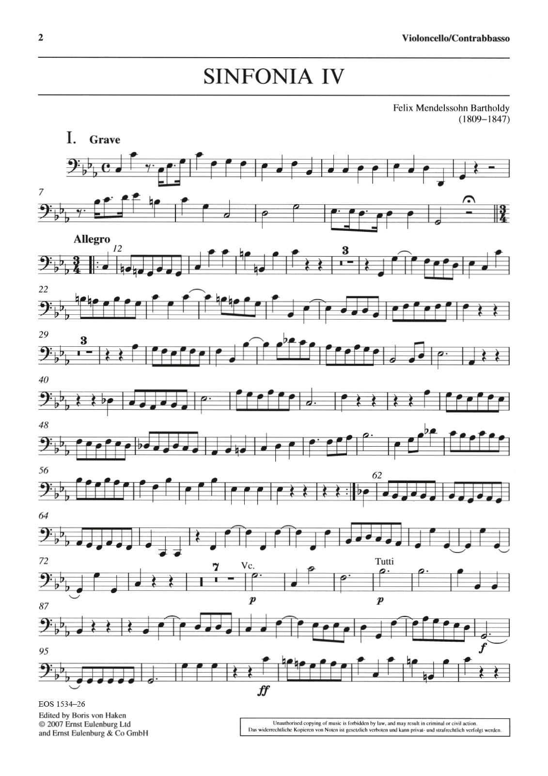 EOS 1534-26 - Sinfonia Nr. 4 c-moll MWV N 4 - Cover