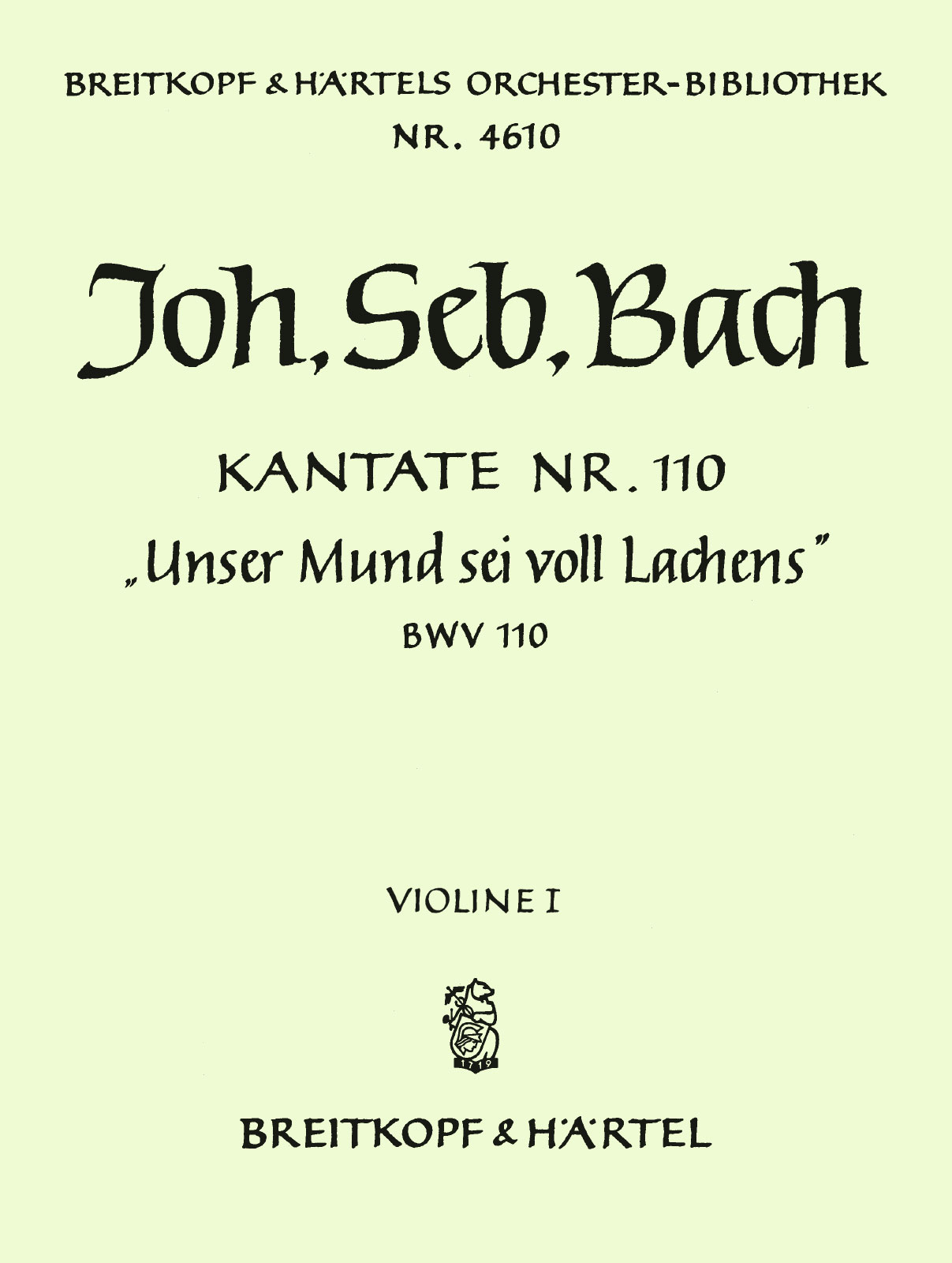 OB 4610-15 - Kantate BWV 110 „Unser Mund sei voll Lachens“ - Cover