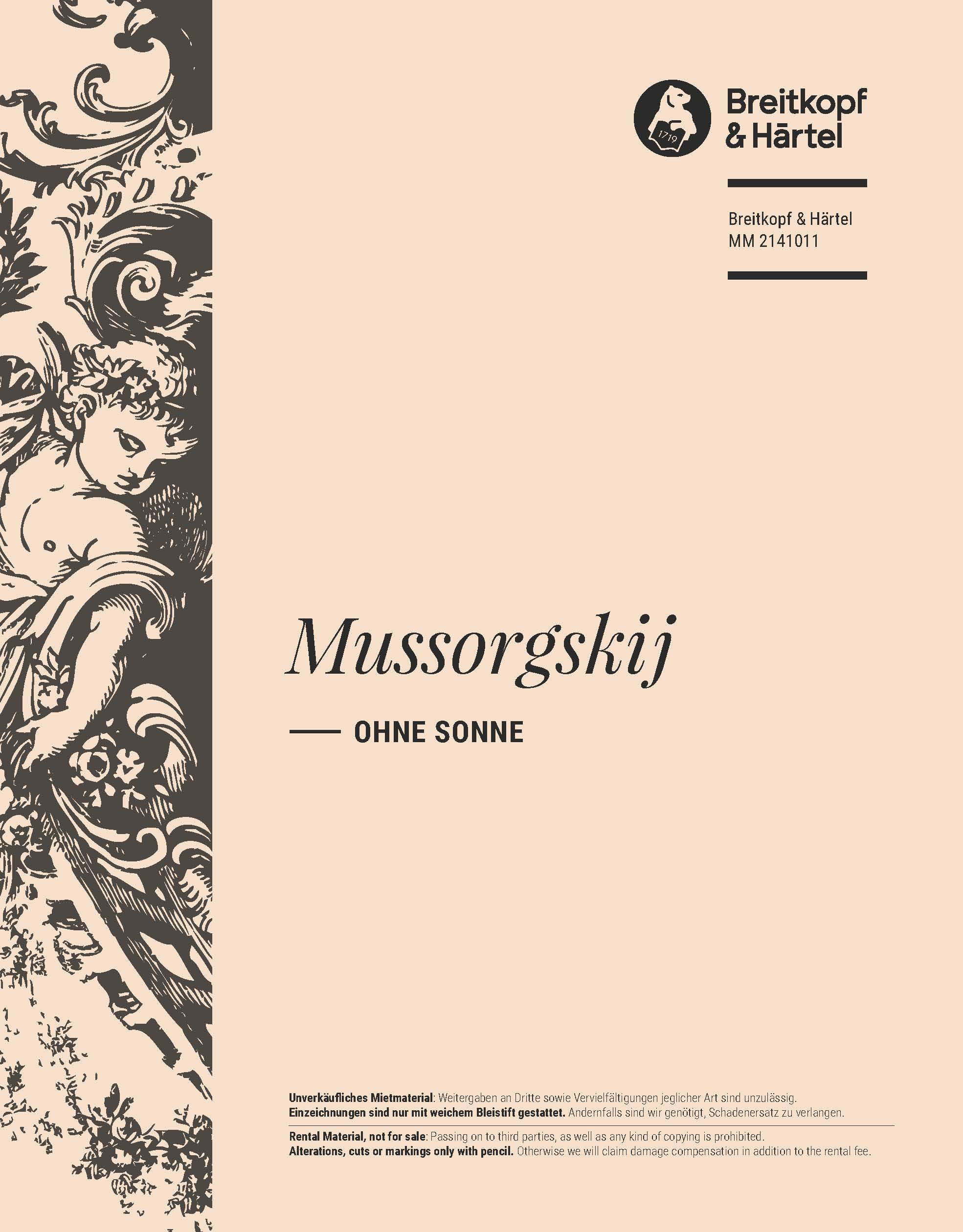 Modest Mussorgskij - Ohne Sonne - Cover