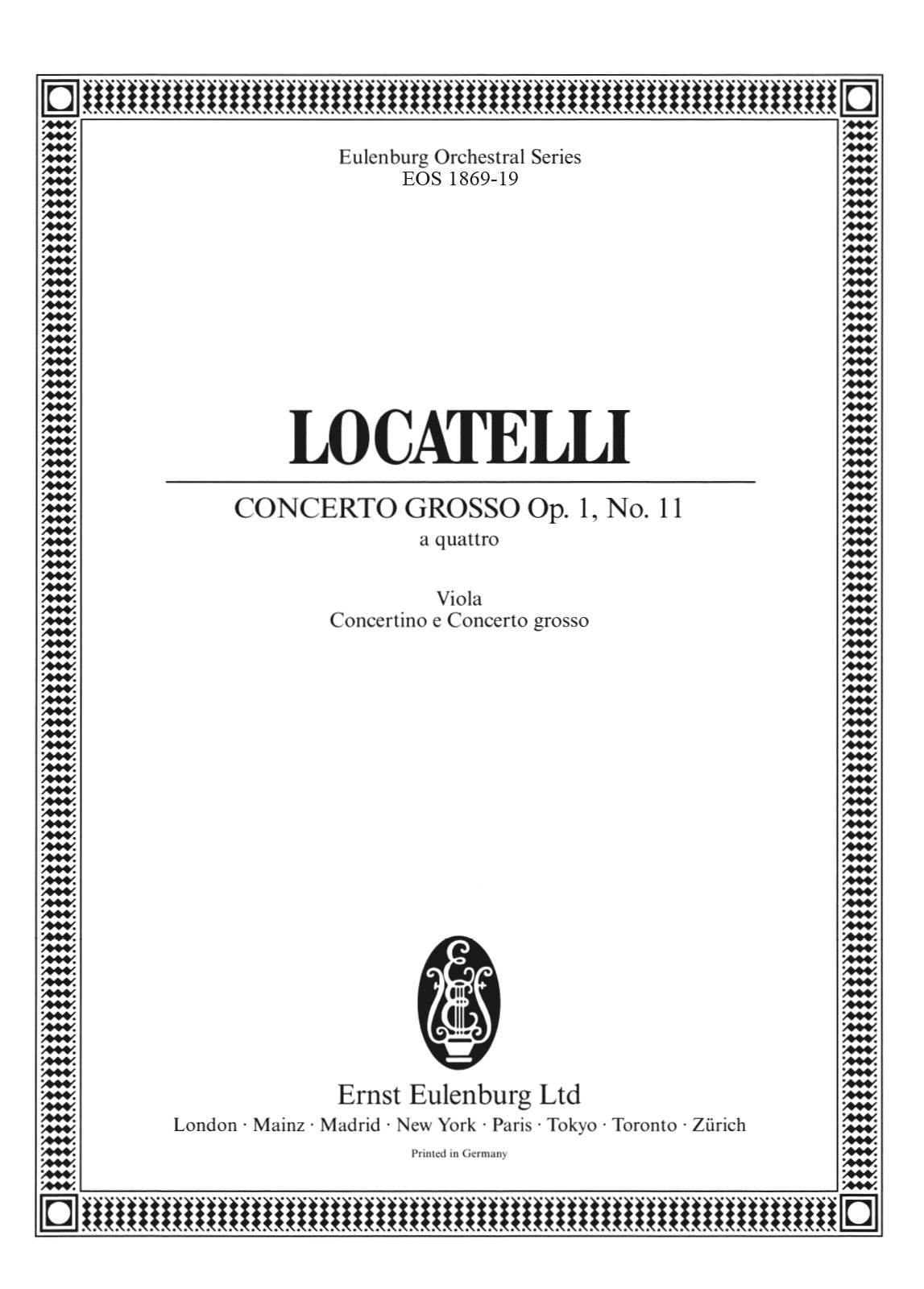 EOS 1869-19 - Concerto grosso “a quattro” in C minor Op. 1/11 - Cover