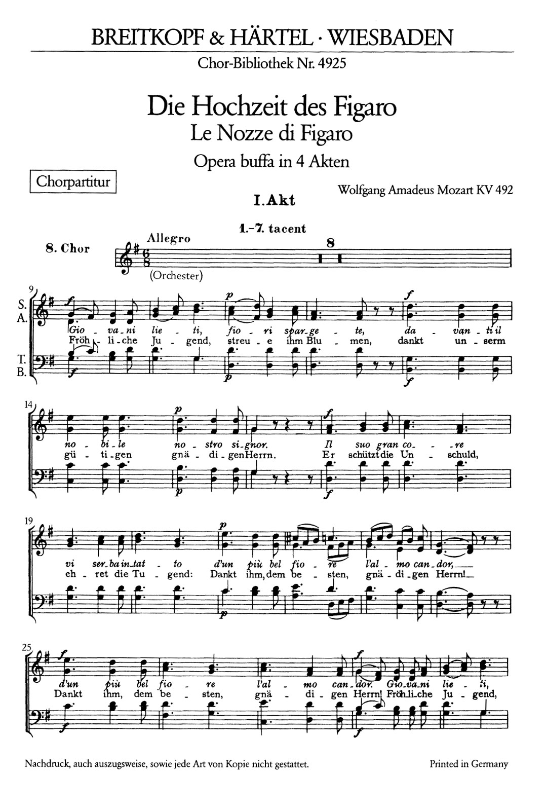 ChB 4925 - Le nozze di Figaro K. 492 - Cover
