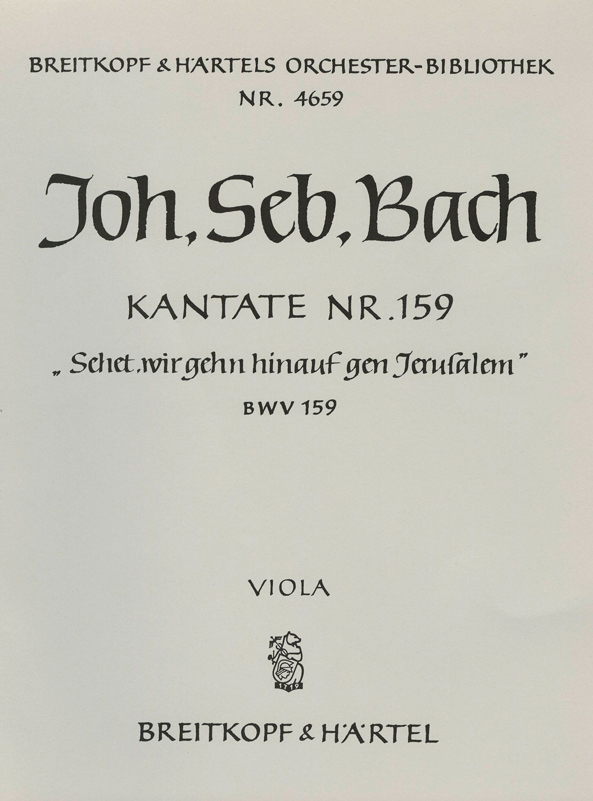 OB 4659-19 - Cantata BWV 159 “Come and let us go up to Jerusalem” - Cover