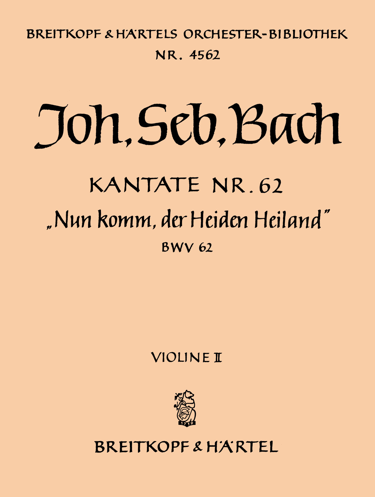 OB 4562-16 - Cantata BWV 62 “Come Thou, the world’s Redeemer” - Cover