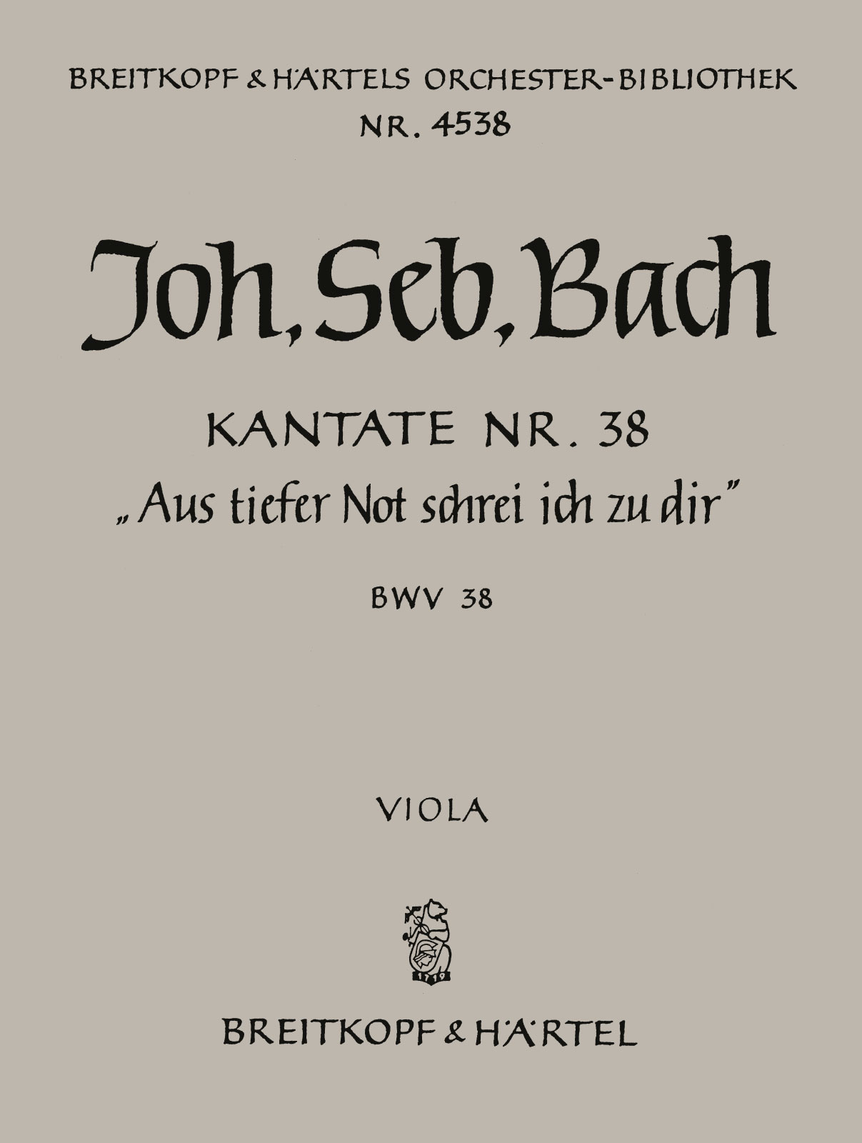 OB 4538-19 - Cantata BWV 38 “Out of the deep call I to Thee” - Cover