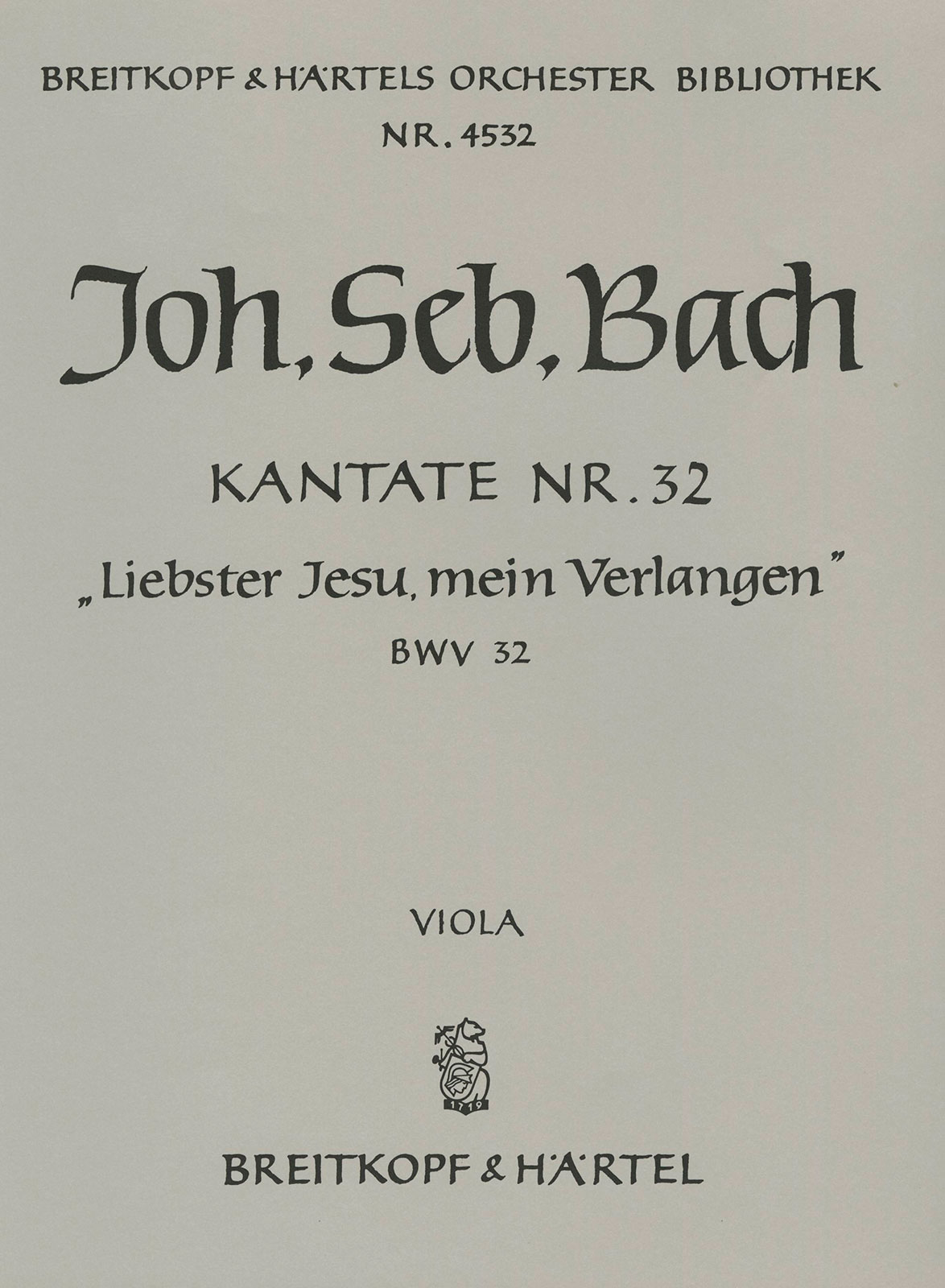 OB 4532-19 - Cantata BWV 32 “Liebster Jesu, mein Verlangen” - Cover