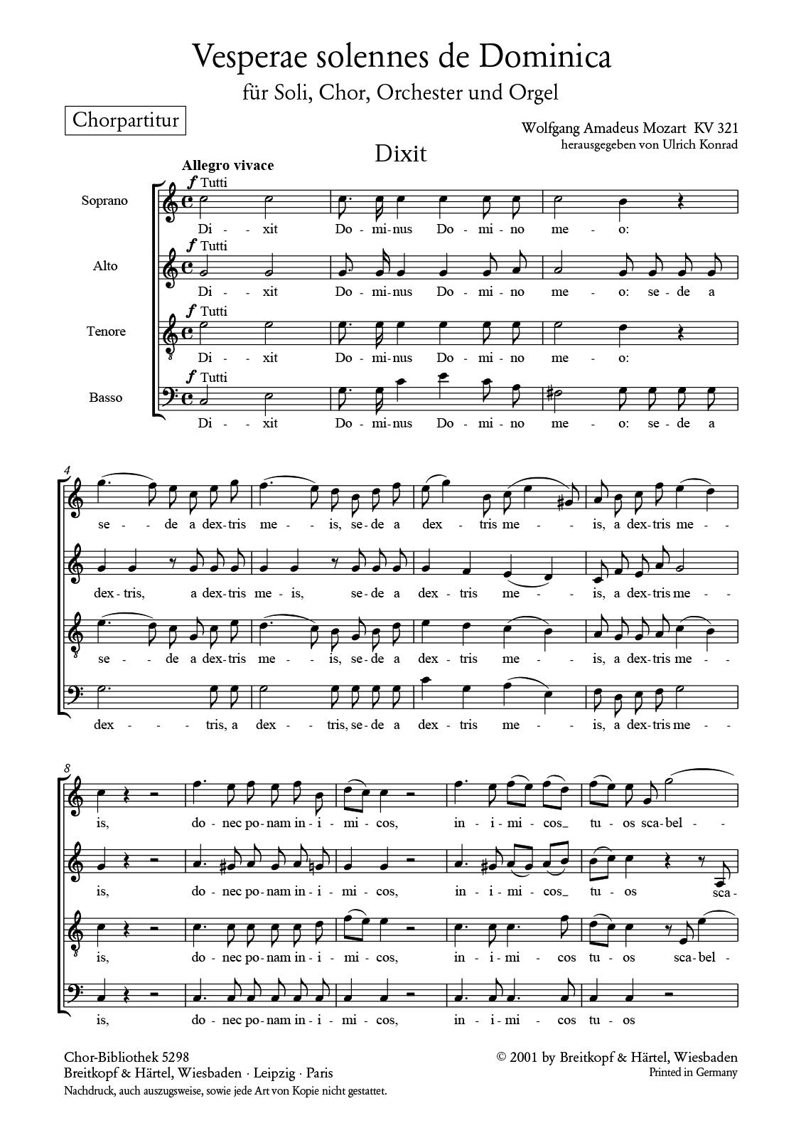 ChB 5298 - Vesperae solennes de Dominica KV 321 - Cover