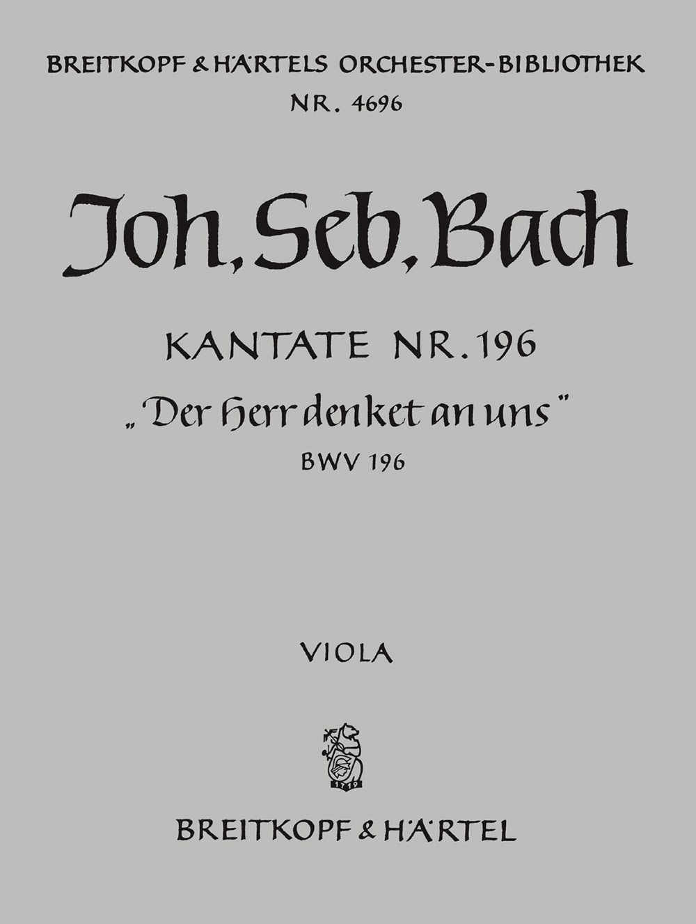 OB 4696-19 - Cantata BWV 196 “Der Herr denket an uns” - Cover