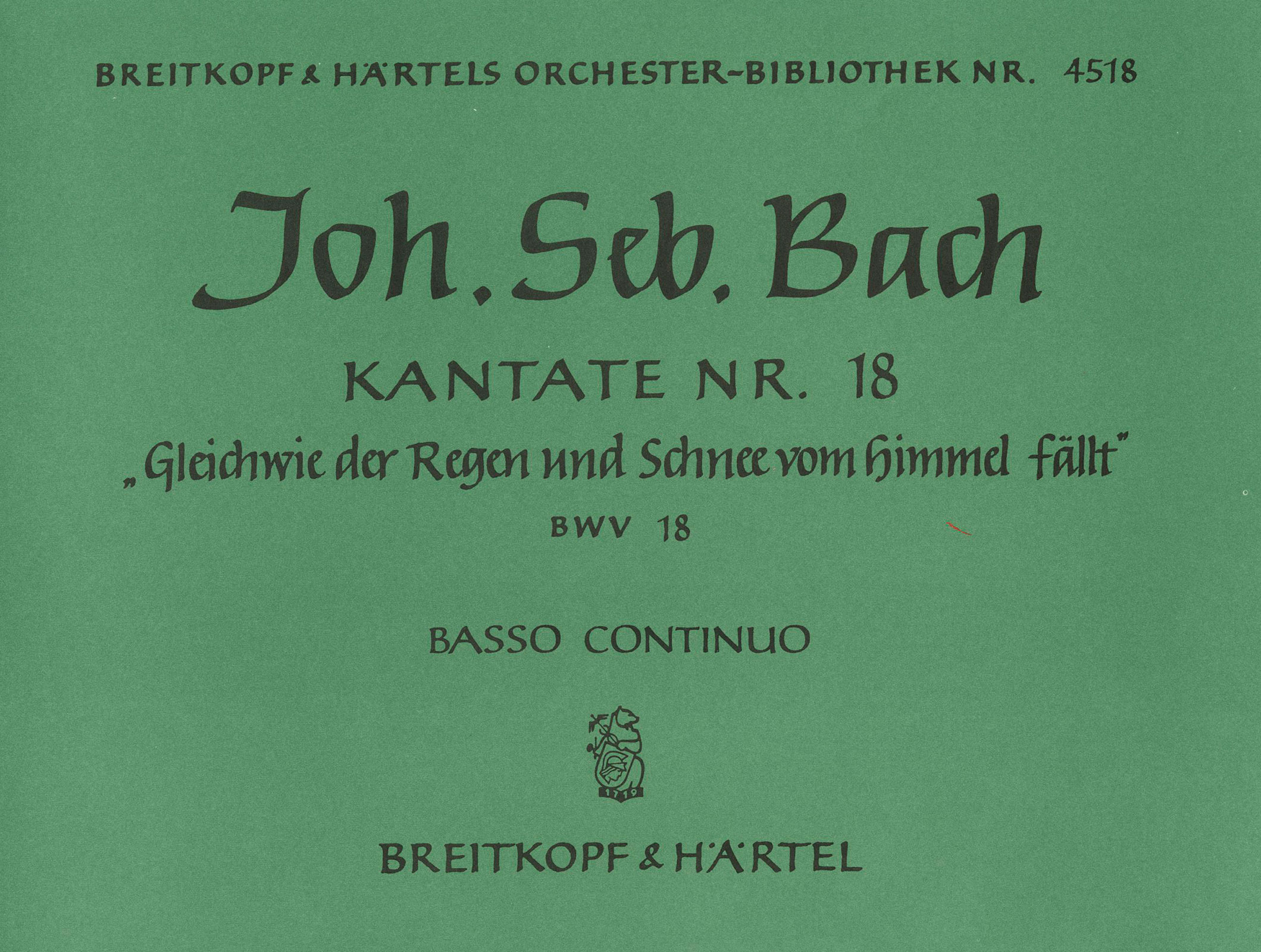 OB 4518-11 - Cantata BWV 18 “For as the rain cometh down” - Cover