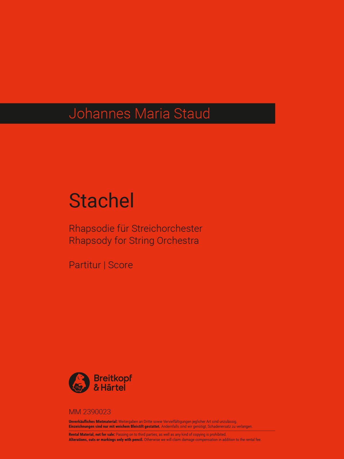 Johannes Maria Staud - Stachel - Cover