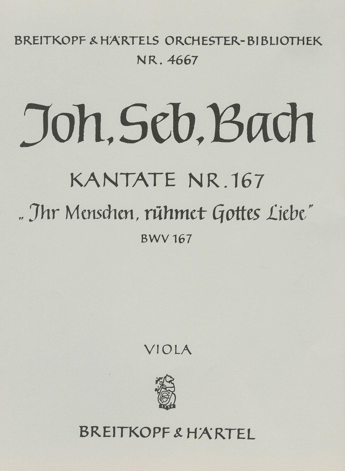 OB 4667-19 - Cantata BWV 167 “Ye mortals extol the love of the Father” - Cover
